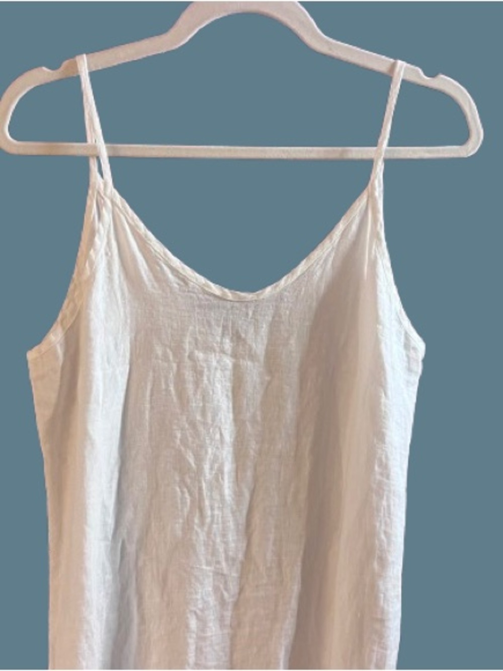 White 100% Linen Tiered Maxi Slip Dress Size M VGUC - Picture 5 of 10